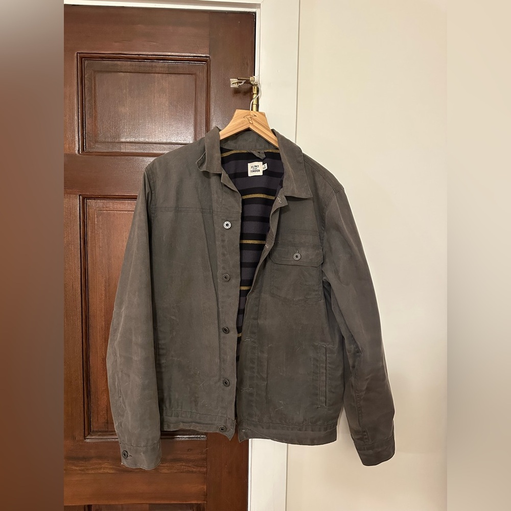 Flint and Tinder Flannel-Lined Waxed Trucker Jacket - Medium